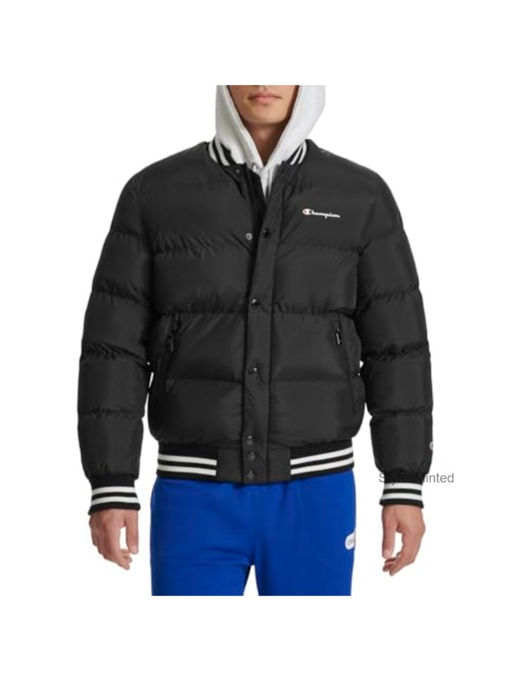 Varsity Bomber Puffer Jacket with Dual Closure System